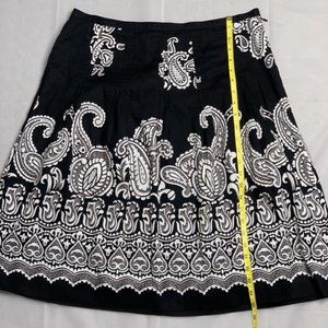 Ann Taylor Paisley Midi Skirt Size 12 Black/White NWOT